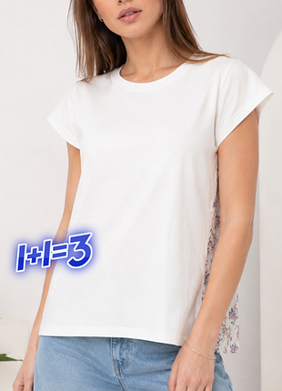 1+1=3 белая женская нежная футболка uniqlo, размер 44 - 46