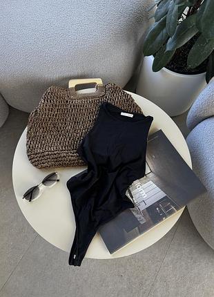 Базовий чорний боді майка  zara боді скімс від zara чорне боді zara