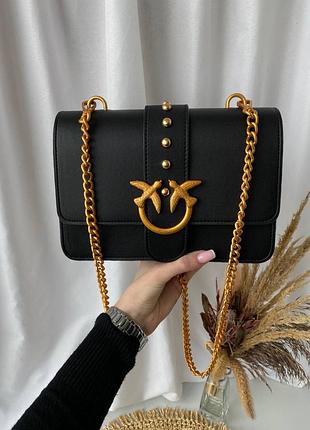 Жіноча чорна сумочка p!/nko classic black gold