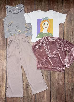 Комплект одягу, набір одежі. штани, брюки, штани палацо, футболка zara, блуза