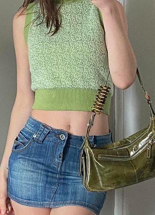 Зеленая водолазка без рукавов zara размер м