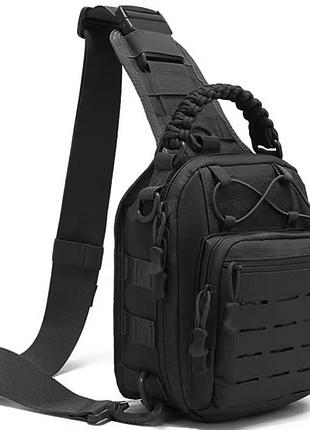 Тактическая сумка через плечо для военных lazer 6l paracord ii черная