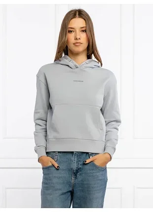 Худі жіноче calvin klein р.s сірого кольору толстовка футер петля бавовна 100%