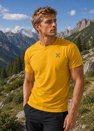 Чоловіча футболка стильна повсякденнв montura pencil logo t-shirt mustard