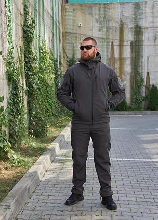 Тактичний костюм чоловічий осінь-зима soft shell skmilitary сірий