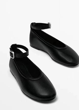 Балетки туфлі лофери жіночі шкіряні massimo dutti