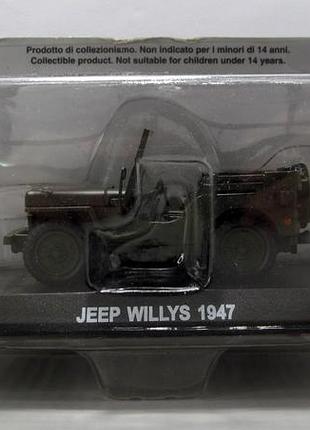 Jeep willys 1947, deagostini. 1:43 запечатанный блистер.