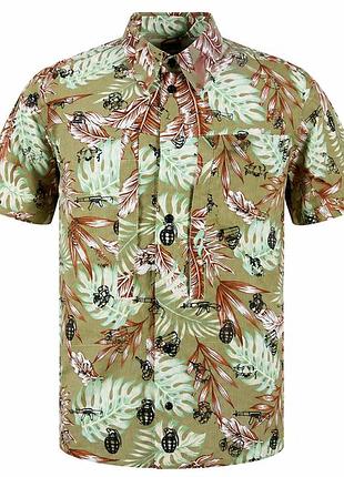 Чоловіча гавайська сорочка nomad aloha safari olive з прихованою кишенею