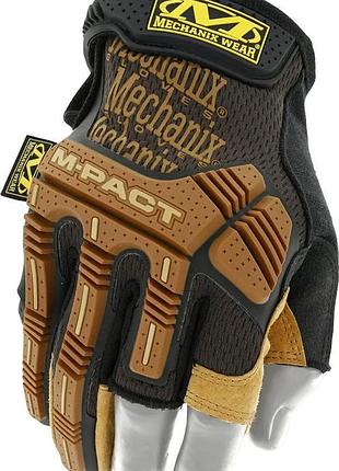 Тактические перчатки безпалые механикс военные mechanix m-pact framer leather brown xxl