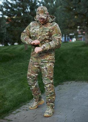 Тактический костюм зимний мужской для военных мембранный костюм ak 2.0 lvl 7 multicam"snow defender" 200 gr