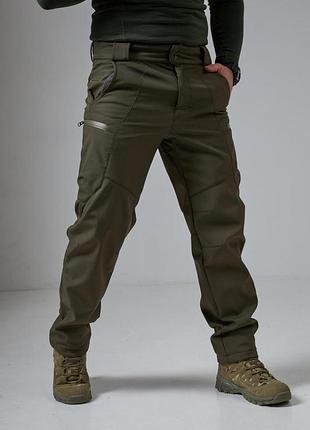 Тактические брюки мужские военные осень/зима soft shell олива skmilitary