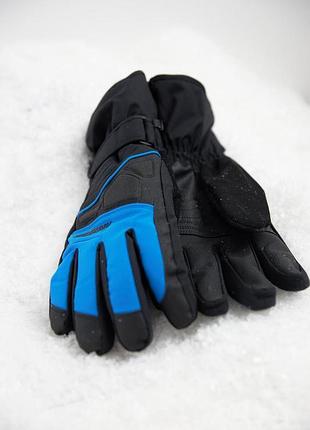 Зимові гірськолижні чоловічі рукавиці теплі high experience black/blue collar