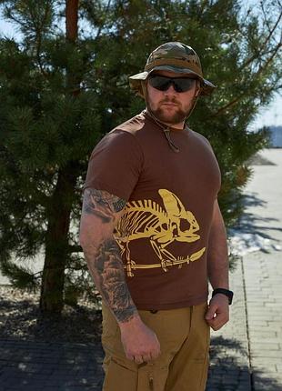 Тактическая футболка мужская для военные t-shirt (full body skeleton) кофейная l