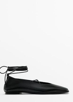 Балетки туфлі лофери жіночі шкіряні massimo dutti