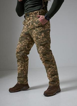 Тактичні штани чоловічі військові зимові на підтяжках "tactical winterguard pro-x" піксель зсу