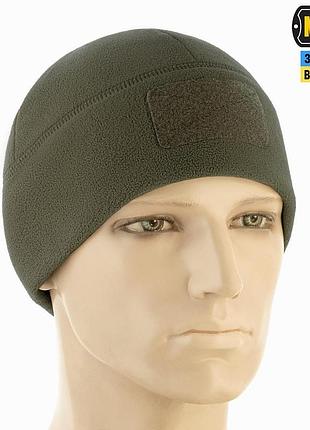 Тактична шапка чоловіча військова m-tac watch cap elite фліс (320г/м2) з липучкою dark olive