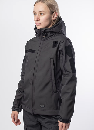 Тактична куртка жіноча військова жіноча soft shell military black (чорна) для поліції