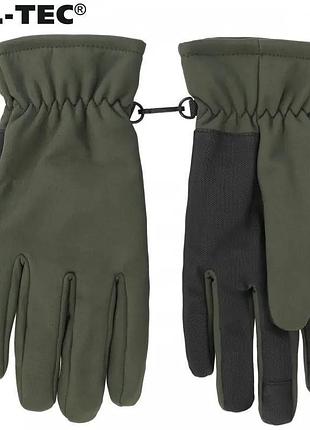 Тактичні рукавиці чоловічі військові зимові mil-tec softshell thinsulate olive