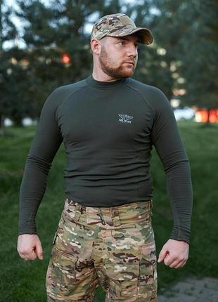Тактический реглан мужской военный микродайвинг на флисе military, olive (масло)