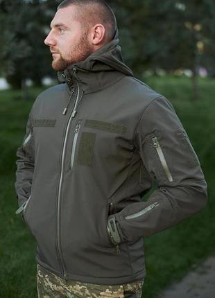 Тактична куртка чоловіча для військових soft shell skmilitary green (хакі)