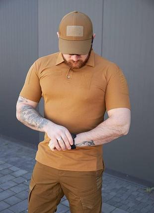 Тактическая футболка поло для огнеупорных повседневная coolpas pique military, койот