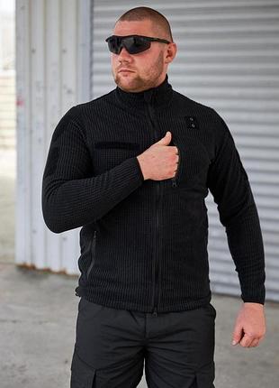 Тактическая флисовая кофта вафелька military black (черная) l