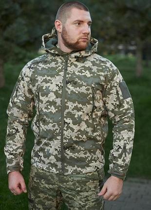 Тактична куртка чоловіча для військових soft shell tactical піксель зсу