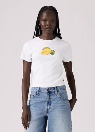 Жіноча біла футболка levi’s з принтом лимоном