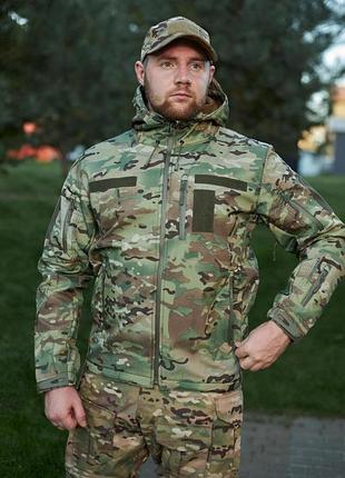 Тактическая куртка мужская для военных soft shell skmilitary multicam