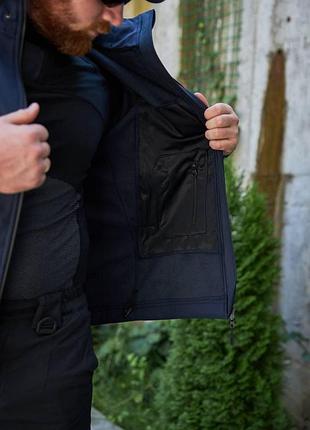 Тактична куртка чоловіча для військових soft shell темно-синя для дснс military