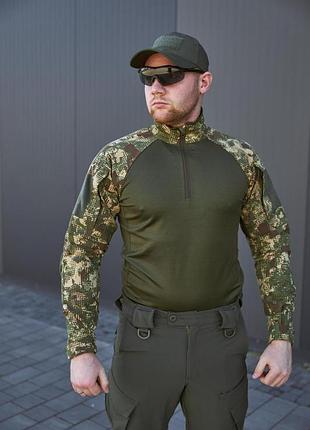 Тактична сорочка бойова чоловіча сорочка зручна убакс хижак з налокітником