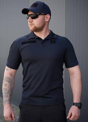 Тактична футболка чоловіча для військових поло coolpas pique military, темно-синє (поліція)
