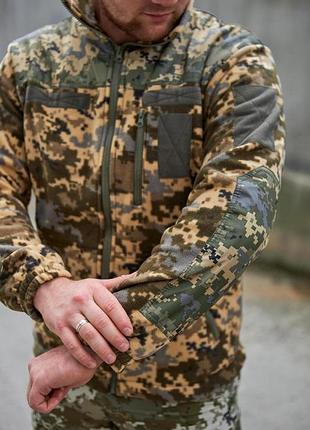 Тактическая кофта мужская для военных флисовая пиксель с накладками military