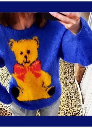 🐻💙шерстяний вовняний светр ведмедик