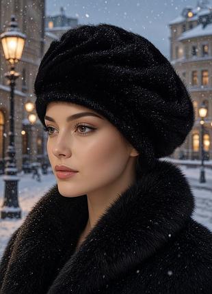 Шапка на женщину из искусственного меха типа нерпа на флисе, на зиму.
