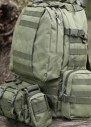 Тактический рюкзак для военных molle assault 55л + (3 органайзера) олива
