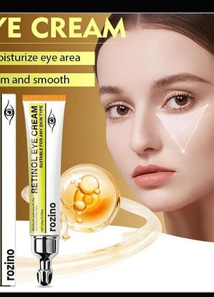 Крем для шкіри навколо очей з ретинолом від бренду rozino (retinol eye cream) призначений для догляду за зрілою шкірою та боротьби з ознаками старіння
