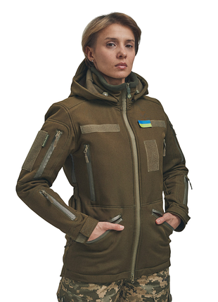 Тактическая куртка женская зимння для военных fs куртка-трансформер soft shell 2в1, хаки