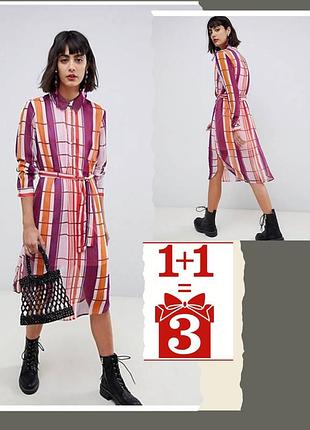1+1=3 стильна сукня плаття сорочка в принт pieces only vero moda numph платье рубашка клетка