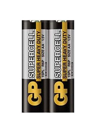 Батарейка сольова r6/aa supercell 1.5v 15pl-s2 2шт (спайка) тм gp