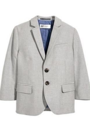 Пиджак классический светло-серого цвета от h&amp;m, размер 140 см, на 9-10 лет