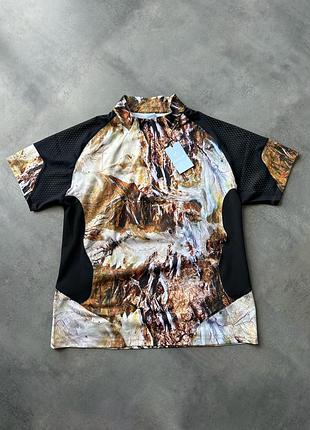 Оригінальна чоловіча спортивна футболка nike x drake nocta running 1/2 zip top camo t-shirt fj3013-902 оригинальная мужская майка топ running acg