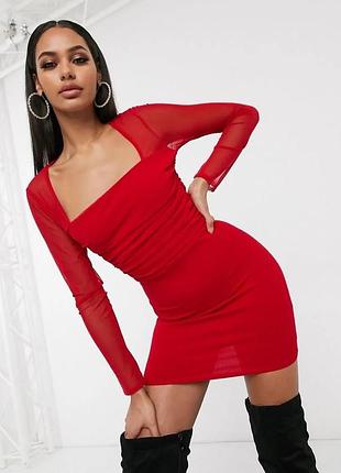 Червона сукня сітка femme luxe розмір xs, s