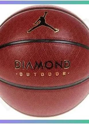 Баскетбольний м'яч nike jordan diamond outdoor коричневий 82% гума 18% синтетична шкіра для вулиці розмір 7