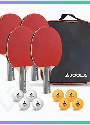Набор для настольного тенниса joola team school set 4 ракетки 8 мячей комплект для начинающих