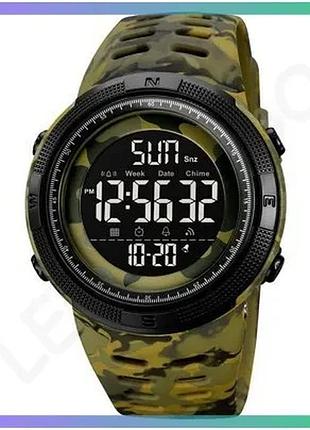 Часы skmei camo green спортивные электронные с будильником и секундомером для мужчин