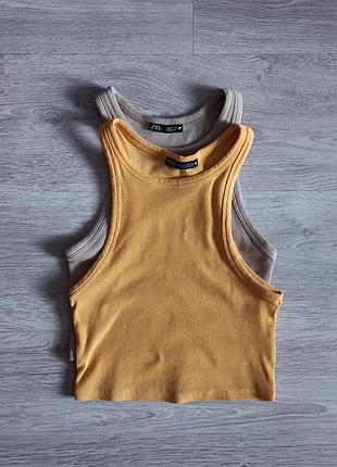 Комплект з двох топів zara в рубчик