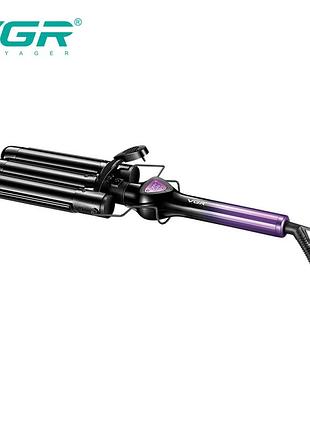 Плойка потрійна vgr v-590 purple, 140-200°c, керамічне покриття, led display, 130w