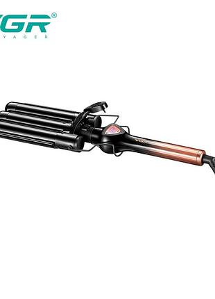 Плойка тройная vgr v-590 gold, 140-200°c, керамическое покрытие, led display, 130w