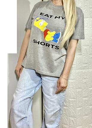 M-l simpson it my shorts сіра футболка з принтом сімпсон бавовна